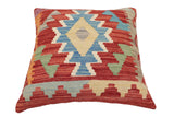 handmade Traditional Pillow Red Blue Hand-Woven SQUARE 100% WOOL  Hand woven turkish pillow  PILLOW