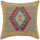 handmade Traditional Pillow Blue Red Hand-Woven SQUARE 100% WOOL  Hand woven turkish pillow  PILLOW
