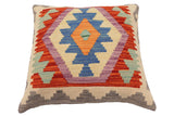 handmade Traditional Pillow Rust Blue Hand-Woven SQUARE 100% WOOL  Hand woven turkish pillow  PILLOW