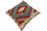 handmade Traditional Pillow Rust Blue Hand-Woven SQUARE 100% WOOL  Hand woven turkish pillow  PILLOW
