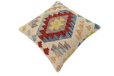 handmade Traditional Pillow Beige Rust Hand-Woven SQUARE 100% WOOL Hand woven turkish pillow2' x 2'