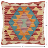 handmade Traditional Pillow Red Blue Hand-Woven SQUARE 100% WOOL Hand woven turkish pillow2' x 2'