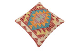 handmade Traditional Pillow Red Blue Hand-Woven SQUARE 100% WOOL Hand woven turkish pillow2' x 2'