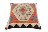 handmade Traditional Pillow Rust Blue Hand-Woven SQUARE 100% WOOL Hand woven turkish pillow2' x 2'