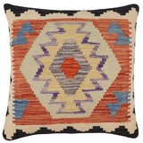 handmade Traditional Pillow Rust Blue Hand-Woven SQUARE 100% WOOL Hand woven turkish pillow2' x 2'