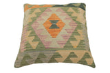 handmade Traditional Pillow Blue Green Hand-Woven SQUARE 100% WOOL Hand woven turkish pillow2' x 2'