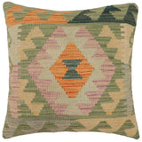 Bohemian Pratt Turkish Hand-Woven Kilim Pillow - 18'' x 18''