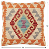 handmade Traditional Pillow Red Beige Hand-Woven SQUARE 100% WOOL Hand woven turkish pillow2' x 2'