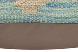handmade Traditional Pillow Blue Beige Hand-Woven SQUARE 100% WOOL  Hand woven turkish pillow  2 x 2