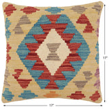 handmade Traditional Pillow Rust Blue Hand-Woven SQUARE 100% WOOL  Hand woven turkish pillow  2 x 2