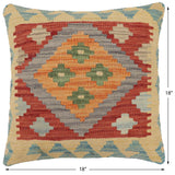 handmade Traditional Pillow Red Blue Hand-Woven SQUARE 100% WOOL Hand woven turkish pillow2' x 2'