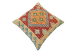 handmade Traditional Pillow Red Blue Hand-Woven SQUARE 100% WOOL Hand woven turkish pillow2' x 2'