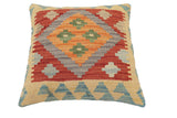 handmade Traditional Pillow Red Blue Hand-Woven SQUARE 100% WOOL Hand woven turkish pillow2' x 2'