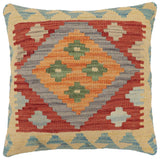 Boho Chic Blankens Turkish Hand-Woven Kilim Pillow - 18'' x 18''