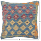 handmade Traditional Pillow Blue Beige Hand-Woven SQUARE 100% WOOL Hand woven turkish pillow2' x 2'