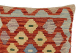 handmade Traditional Pillow Rust Blue Hand-Woven SQUARE 100% WOOL Hand woven turkish pillow2' x 2'