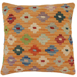 handmade Traditional Pillow Orange Red Hand-Woven SQUARE 100% WOOL Hand woven turkish pillow2' x 2'