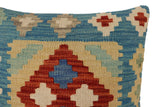 handmade Traditional Pillow Blue Rust Hand-Woven SQUARE 100% WOOL Hand woven turkish pillow2' x 2'