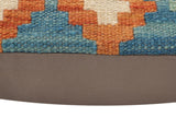 handmade Traditional Pillow Blue Rust Hand-Woven SQUARE 100% WOOL Hand woven turkish pillow2' x 2'