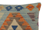 handmade Traditional Pillow Blue Rust Hand-Woven SQUARE 100% WOOL Hand woven turkish pillow2' x 2'