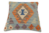 handmade Traditional Pillow Blue Rust Hand-Woven SQUARE 100% WOOL Hand woven turkish pillow2' x 2'