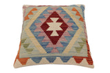 handmade Traditional Pillow Blue Red Hand-Woven SQUARE 100% WOOL Hand woven turkish pillow2' x 2'