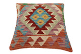 handmade Traditional Pillow Rust Blue Hand-Woven SQUARE 100% WOOL Hand woven turkish pillow2' x 2'