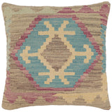 handmade Traditional Pillow Blue Purple Hand-Woven SQUARE 100% WOOL Hand woven turkish pillow2' x 2'