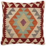 handmade Traditional Pillow Beige Red Hand-Woven SQUARE 100% WOOL Hand woven turkish pillow2' x 2'