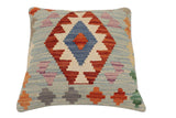 handmade Traditional Pillow Blue Rust Hand-Woven SQUARE 100% WOOL Hand woven turkish pillow2' x 2'