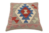 handmade Traditional Pillow Gray Blue Hand-Woven SQUARE 100% WOOL Hand woven turkish pillow2' x 2'