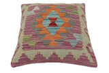 handmade Traditional Pillow Purple Rust Hand-Woven SQUARE 100% WOOL Hand woven turkish pillow2' x 2'