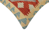 handmade Traditional Pillow Rust Blue Hand-Woven SQUARE 100% WOOL Hand woven turkish pillow2' x 2'