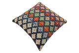 handmade Traditional Pillow Blue Rust Hand-Woven SQUARE 100% WOOL Hand woven turkish pillow2' x 2'