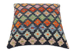 handmade Traditional Pillow Blue Rust Hand-Woven SQUARE 100% WOOL Hand woven turkish pillow2' x 2'