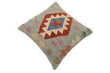 handmade Traditional Pillow Blue Rust Hand-Woven SQUARE 100% WOOL  Hand woven turkish pillow  2 x 2