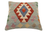 handmade Traditional Pillow Blue Rust Hand-Woven SQUARE 100% WOOL  Hand woven turkish pillow  2 x 2