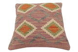 handmade Traditional Pillow Purple Rust Hand-Woven SQUARE 100% WOOL Hand woven turkish pillow2' x 2'