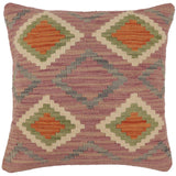 handmade Traditional Pillow Purple Rust Hand-Woven SQUARE 100% WOOL Hand woven turkish pillow2' x 2'