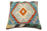 handmade Traditional Pillow Rust Blue Hand-Woven SQUARE 100% WOOL Hand woven turkish pillow2' x 2'