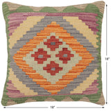 handmade Traditional Pillow Rust Gray Hand-Woven SQUARE 100% WOOL Hand woven turkish pillow2' x 2'