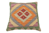 handmade Traditional Pillow Rust Gray Hand-Woven SQUARE 100% WOOL Hand woven turkish pillow2' x 2'