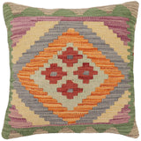 Rustic Patel Turkish Hand-Woven Kilim Pillow - 18'' x 18''