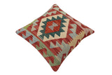 handmade Traditional Pillow Red Blue Hand-Woven SQUARE 100% WOOL Hand woven turkish pillow2' x 2'