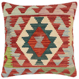 handmade Traditional Pillow Red Blue Hand-Woven SQUARE 100% WOOL Hand woven turkish pillow2' x 2'