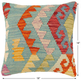 handmade Traditional Pillow Blue Rust Hand-Woven SQUARE 100% WOOL  Hand woven turkish pillow  3 x 5