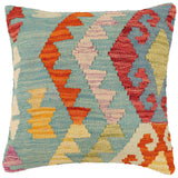 handmade Traditional Pillow Blue Rust Hand-Woven SQUARE 100% WOOL  Hand woven turkish pillow  3 x 5