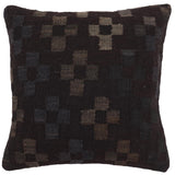handmade Traditional Pillow Black Blue Hand-Woven SQUARE 100% WOOL Hand woven turkish pillow2' x 2'