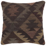 handmade Traditional Pillow Gray Brown Hand-Woven SQUARE 100% WOOL Hand woven turkish pillow2' x 2'