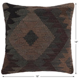 handmade Traditional Pillow Gray Black Hand-Woven SQUARE 100% WOOL Hand woven turkish pillow2' x 2'